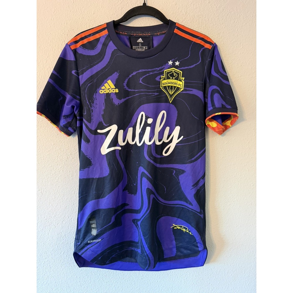Adidas Seattle Sounders FC 21/22 Away Soccer Jimi Hendrix Jersey Men's S GI6451